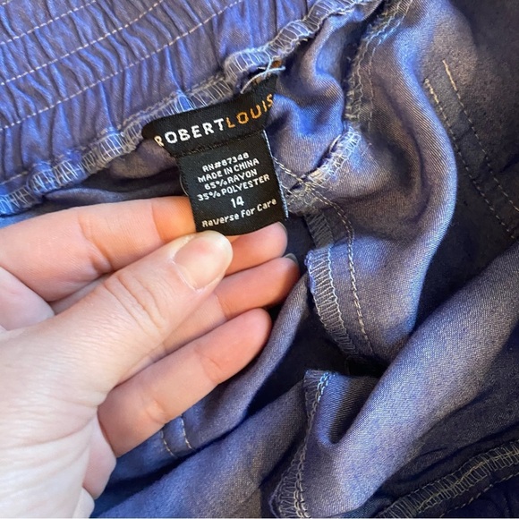 Robert‎ Louis womens pant with stretchy waist and draw string size 14 blue - Picture 2 of 5